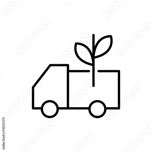 Eco truck outline icons, minimalist vector illustration ,simple transparent graphic element .Isolated on white background