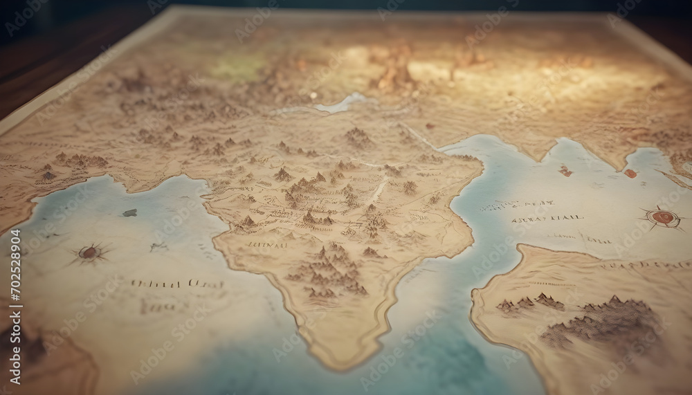 Fantasy world map, rpg - Generative AI
