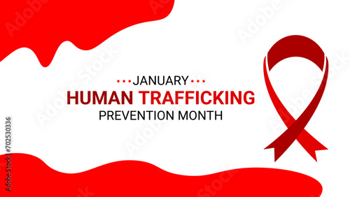 National Slavery and Human Trafficking Prevention Month is observed every year on january. Vector illustration on the theme of National Human Trafficking Awareness Month. banner, cover, card, poster.