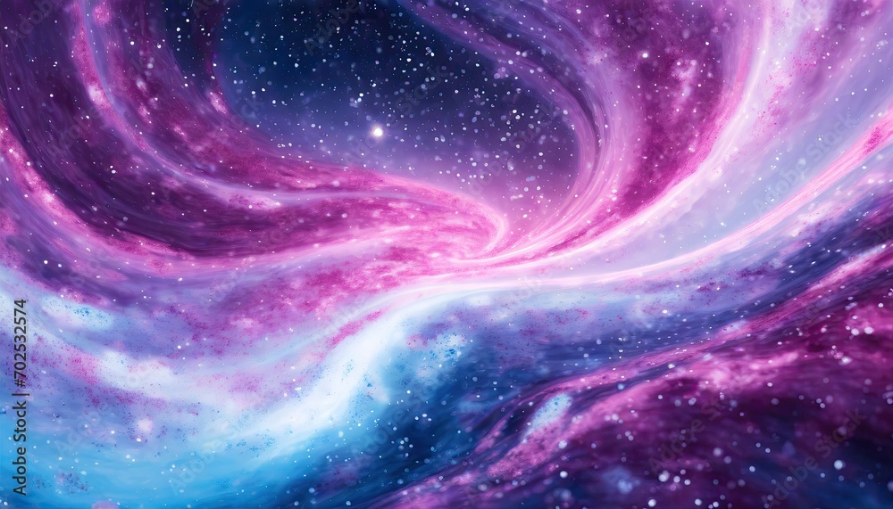 Abstract blue and pink swirl wave galaxy background. Flow liquid lines design element.
