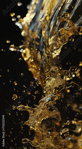a gold water flowing through the air