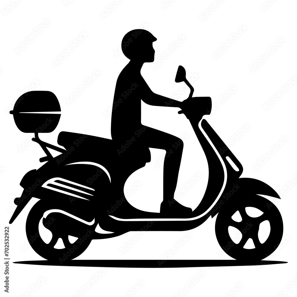Fototapeta premium minimal Motor Scooter Silhouette Vector silhouette on white background