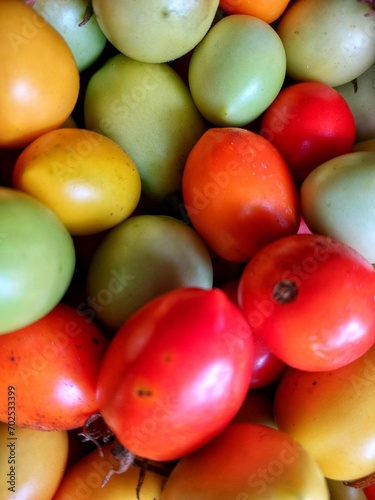 tomatoes in red, yellow and green
