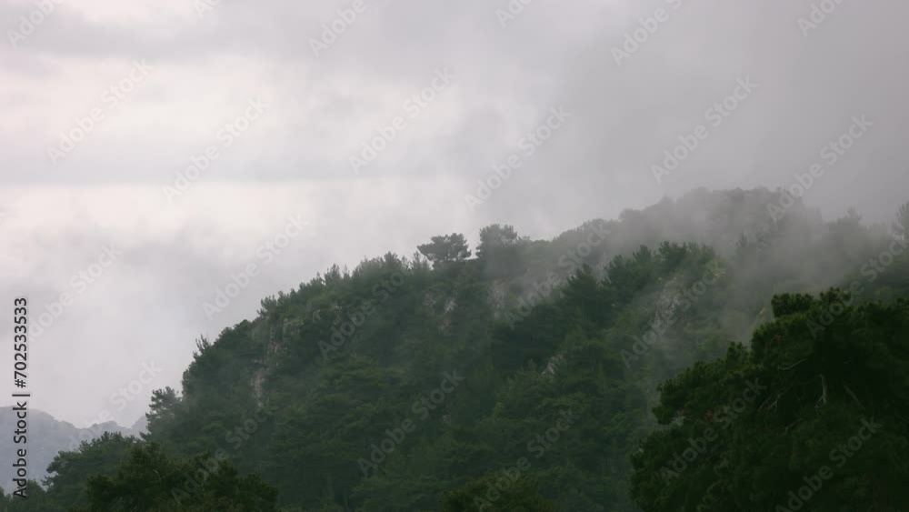 Mountain landscape. rain clouds over the forest. rain in the forest. Turkey. Mountain landscape. rain clouds over the forest. rain in the forest. Turkey.