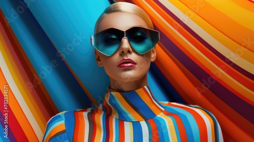 Fashion woman portrait with vibrant fashion and background