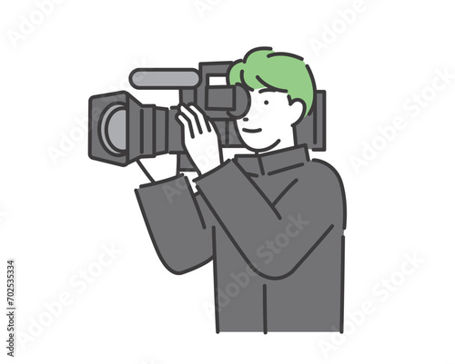 映像制作でカメラを担当する人のベクターイラスト素材
