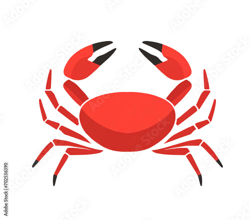 Red crab flat style illustration isolated cutout on transparent