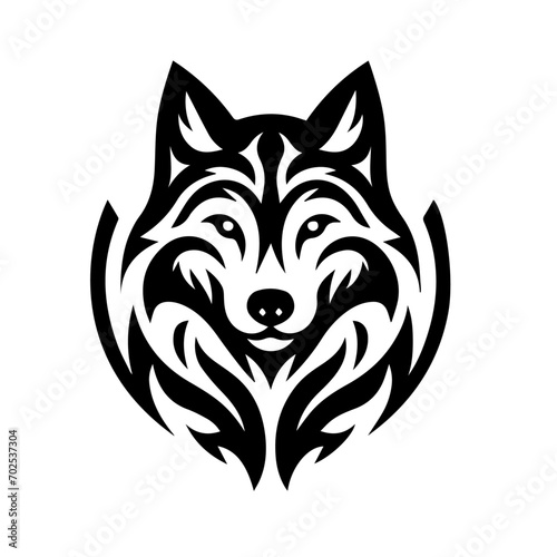 wolf tribal tattoo logo icon design illustration
