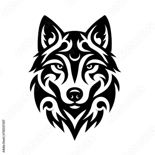 wolf tribal tattoo logo icon design illustration