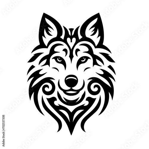 wolf tribal tattoo logo icon design illustration