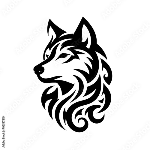 wolf tribal tattoo logo icon design illustration