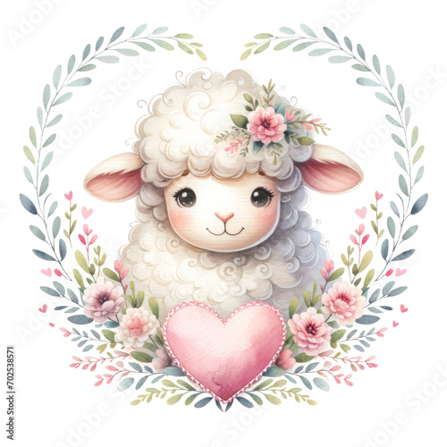 Cute Sheep Valentine Day, Valentine Day, Valentine Clipart, Water Color Clipart, Valentine Sheep