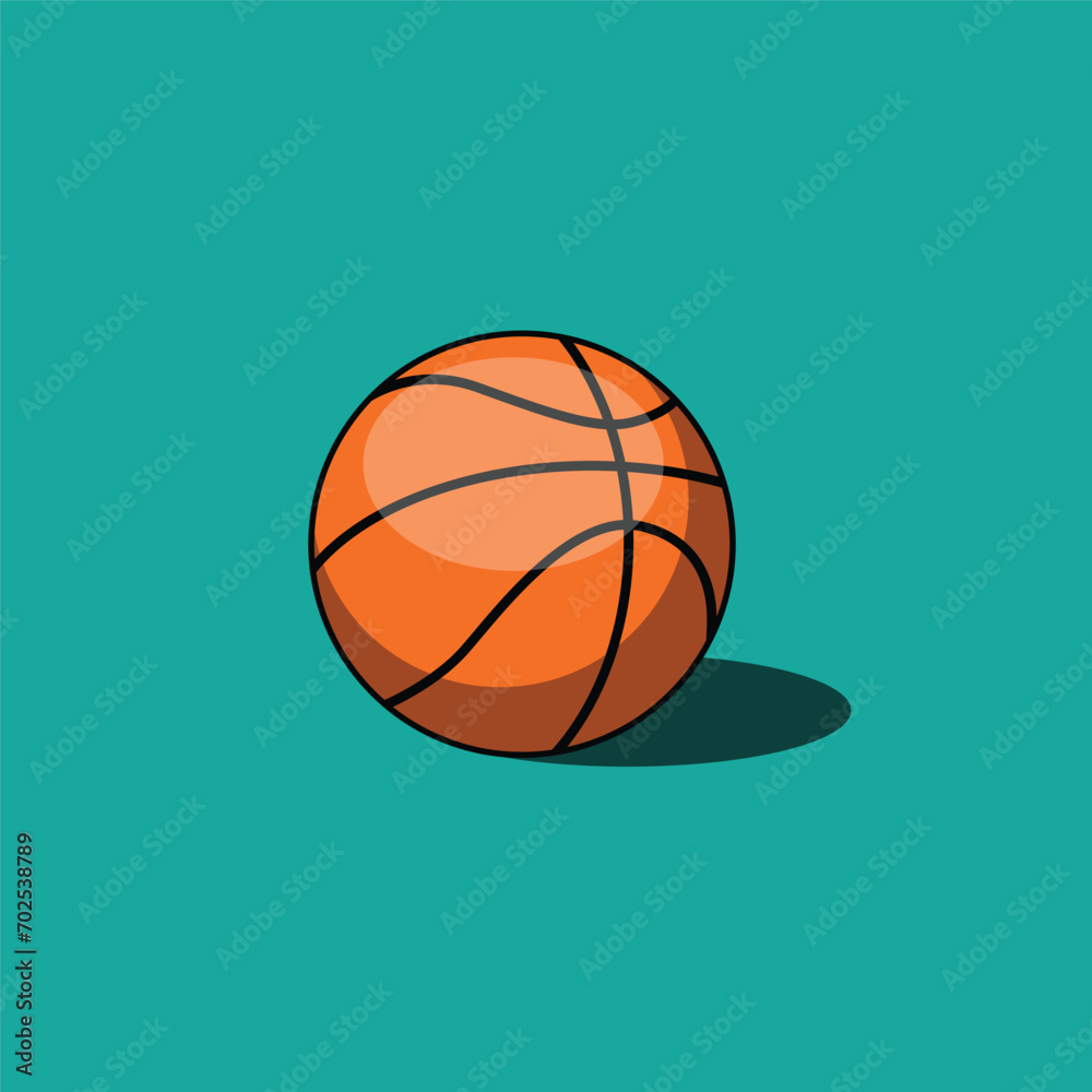 Orange Basketball ball isolated on background. Sport equipment icon. Flat design vector illustration.