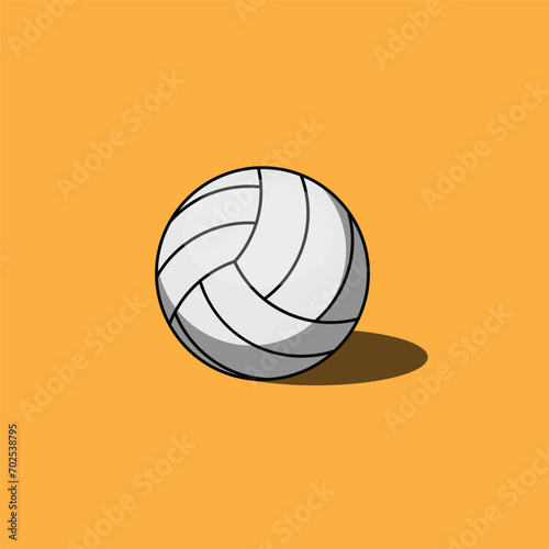 White volleyball ball isolated on background. Sport equipment icon. Flat design vector illustration.