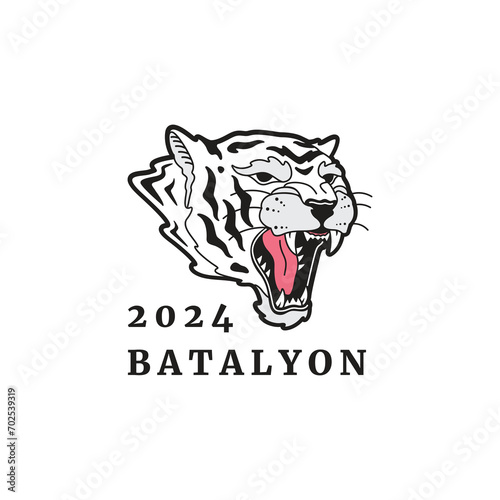 tiger head roar wildcat mammal predator vintage logo design graphic vector