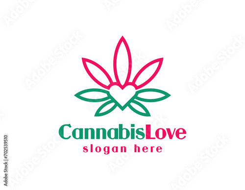 Love Cannabis Leaf Logo