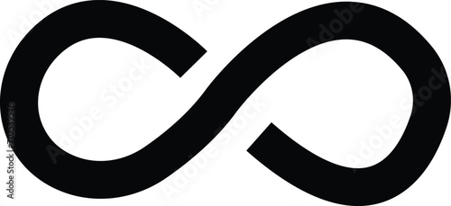 Infinity icon . eternity, infinite, endless, loop symbols. Unlimited infinity icons flat style, The symbol of the unlimited in mathematics, space. Black geometric elements on a transparent background.