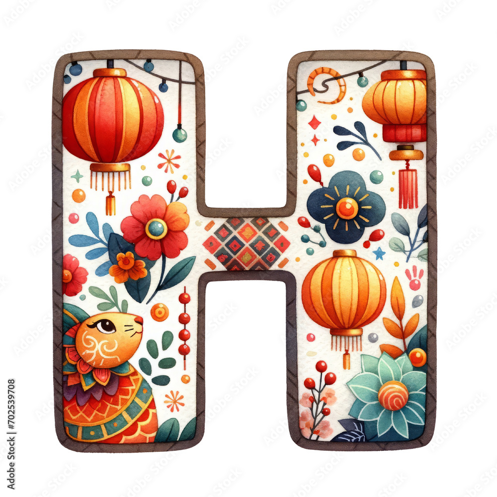 chinese alphabet, chinese number, chinese clipart, water color clipart