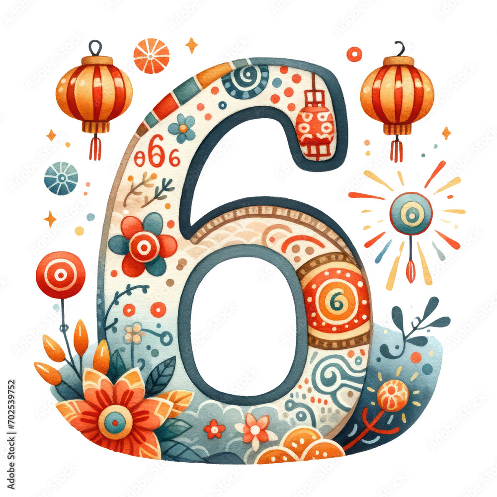 chinese alphabet, chinese number, chinese clipart, water color clipart