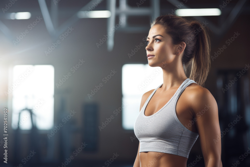 Attractive Female Fitness Trainer in Gym
