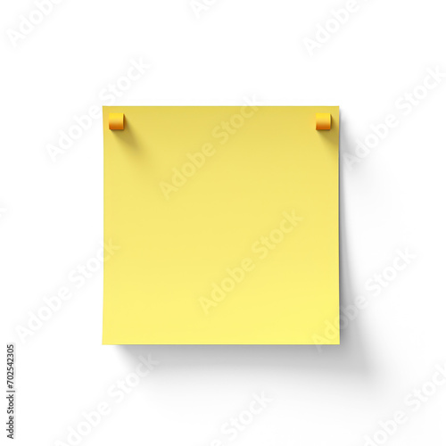 yellow sticky note with pin on isolate transparency background, PNG