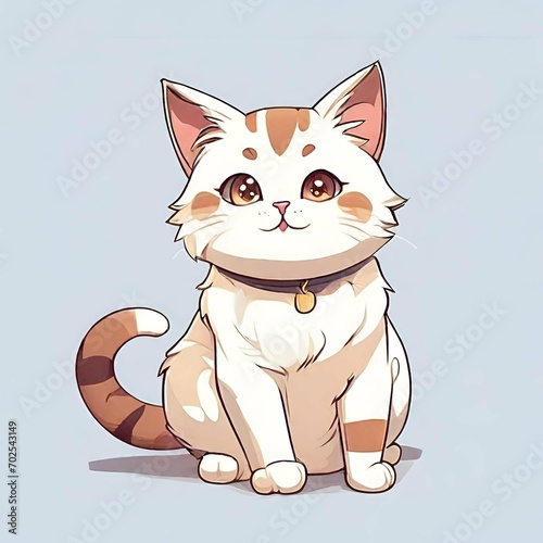 Cute anime cat on white background