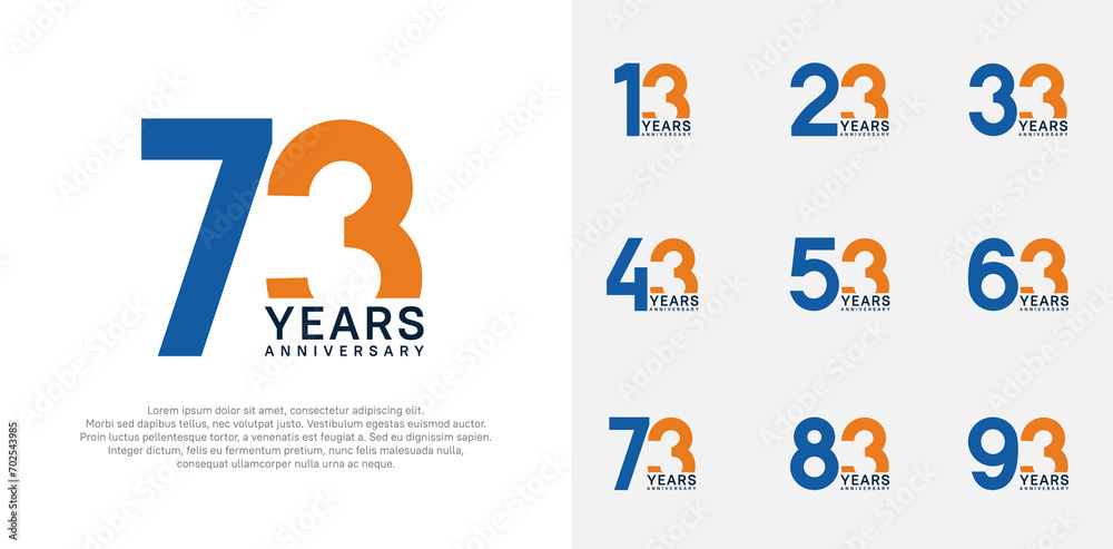 anniversary logo style vector design with blue and orange color can be use for celebration day anniversary logo style vector design with blue and orange color can be use for celebration day