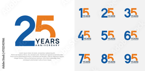 anniversary logo style vector design with blue and orange color can be use for celebration day