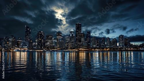 panoramic night city skyline 