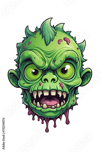 Zombie green head on a transparent background