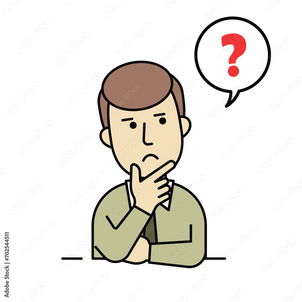 a man shows an expression of thinking, looking for ideas, looking for inspiration