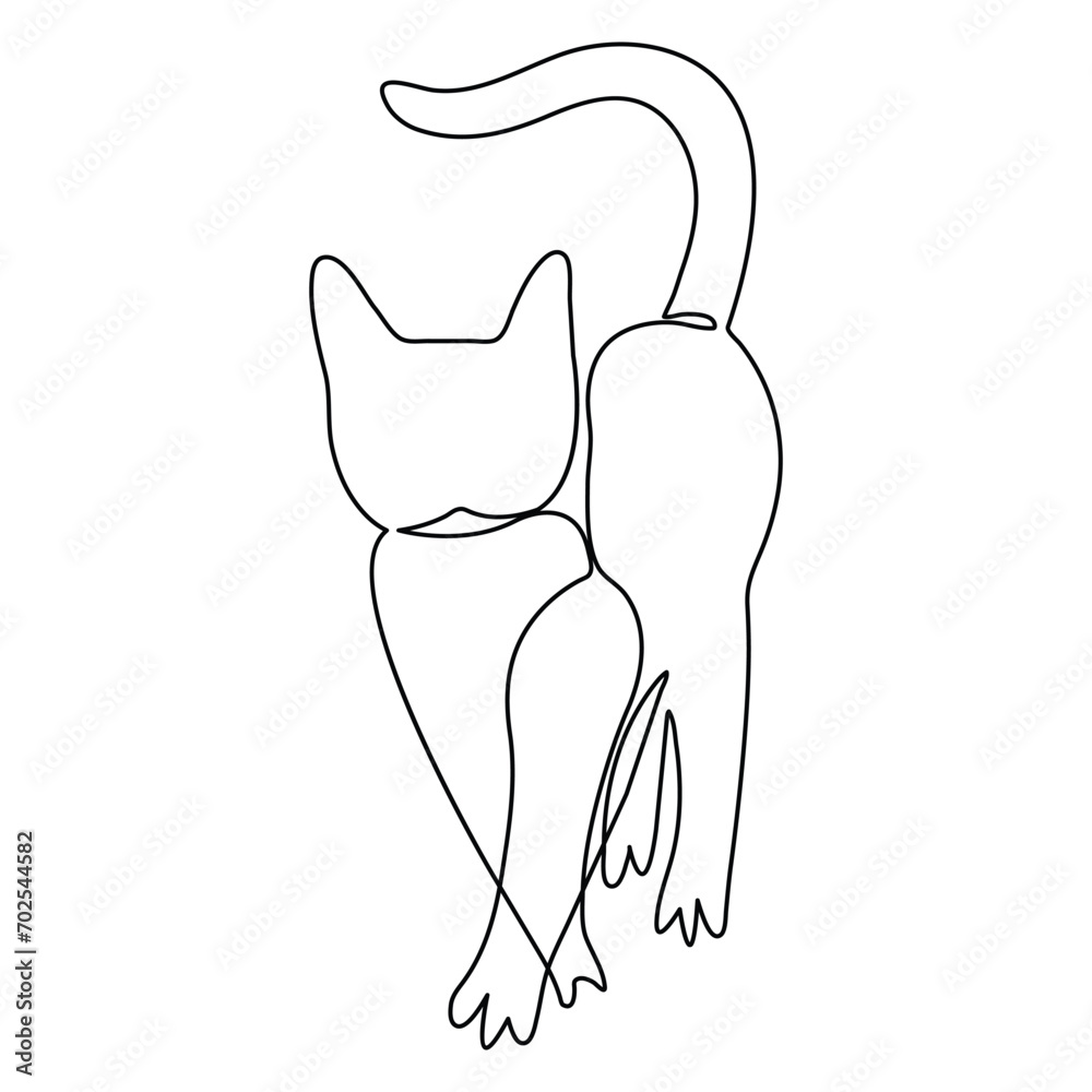 Continuous one line cat pet animal outline art vector illustration and minimalist drawing Continuous one line cat pet animal outline art vector illustration and minimalist drawing