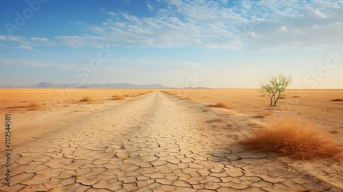 Illustration of dried landscape because of desertification.