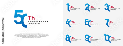 anniversary vector design set blue and red color for celebration day
