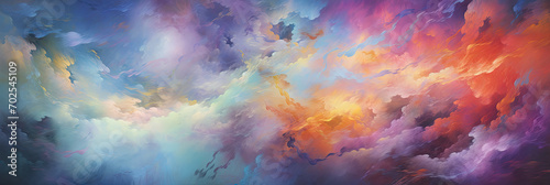 Wallpaper Mural cloud painting in orange, yellow, blue, red and purple colors, generative AI Torontodigital.ca