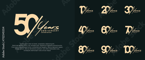 anniversary logotype vector design with slash and handwriting brown color for special day photo