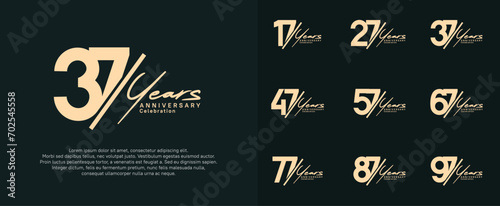 anniversary logotype vector design with slash and handwriting brown color for special day