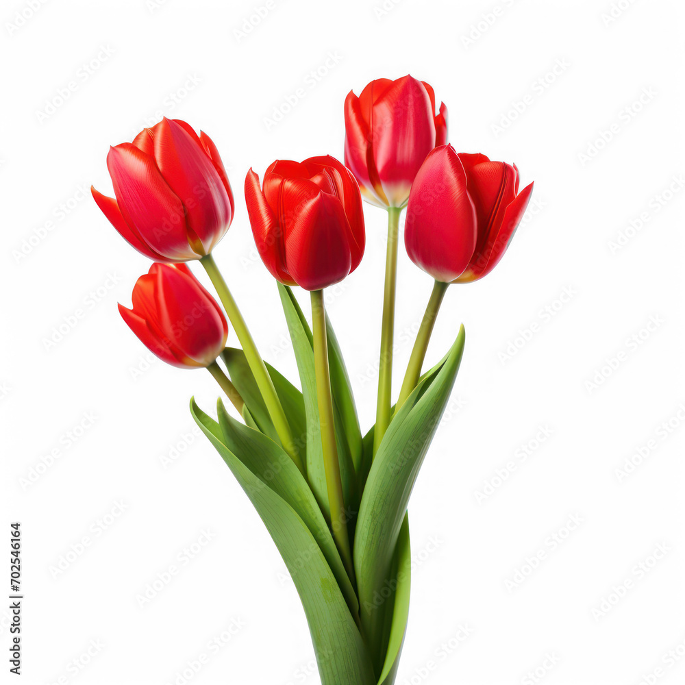 red tulips on isolate transparency background, PNG