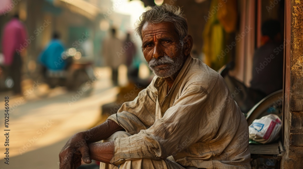 old man sit on street
