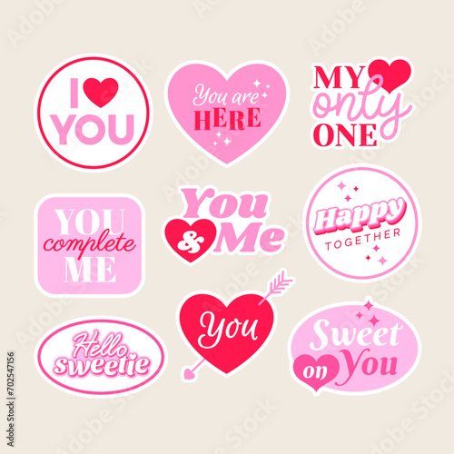 Set of cute stickers and badges design for valentine’s day.