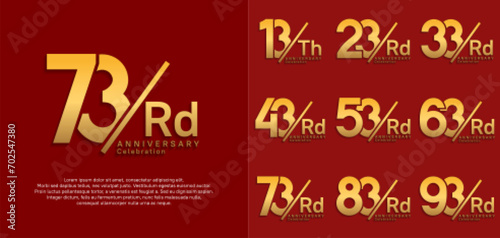 anniversary logo style vector set with slash golden color can be use for celebration