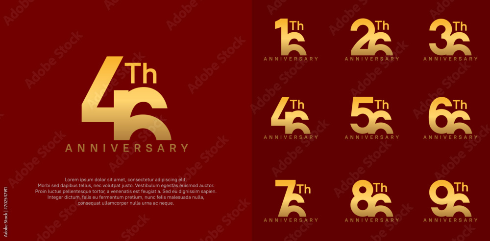 anniversary logotype vector design set golden color can be use for celebration day
