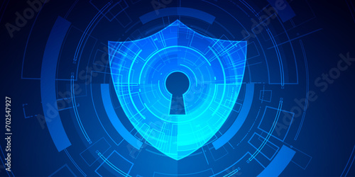 Cyber security technology concept , Shield With Keyhole icon with world map background , personal data , vector illustration.