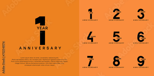 anniversary logotype vector set with black color for special celebration day
