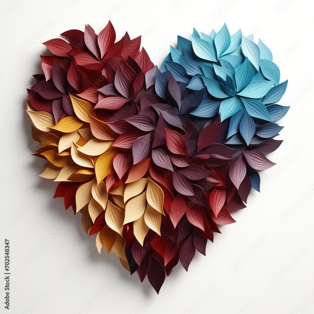 Heart made of colorful leafs on white background Heart made of colorful leafs on white background