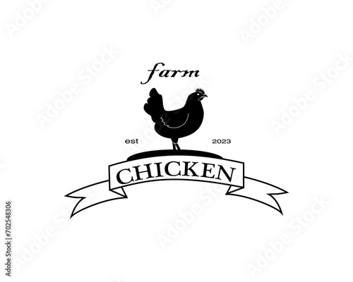 chicken farm logo design template black chicken icon