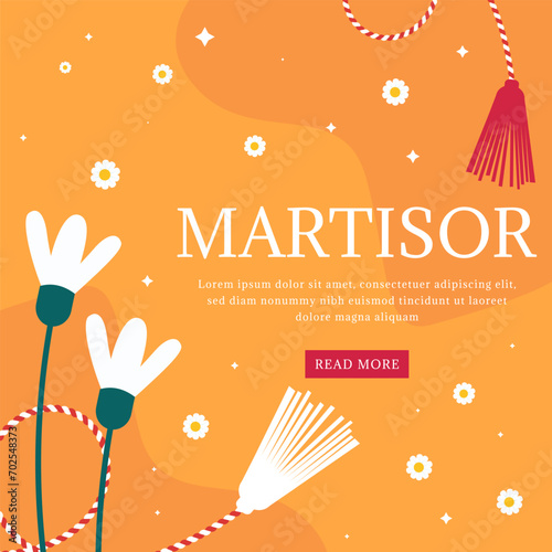 happy martisor illustration in flat design style with flowers
