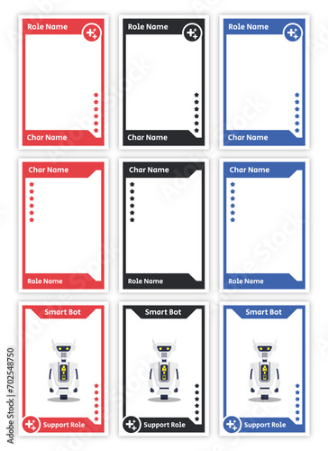 card game template for game characters with color variations