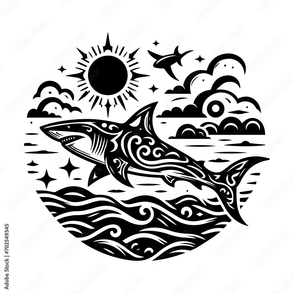 Shark tribal logo icon design illustration template Shark tribal logo icon design illustration template