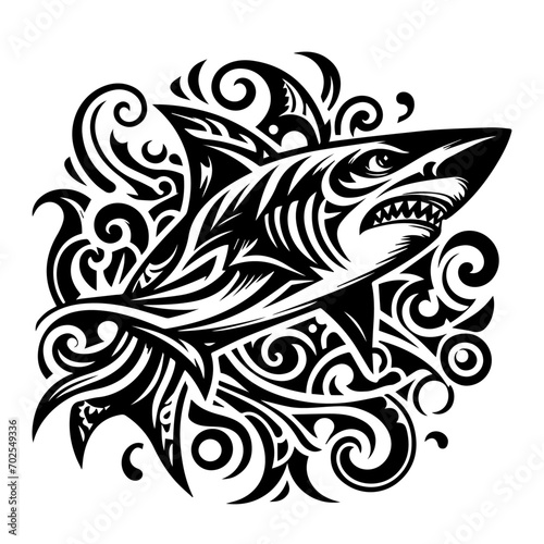 Shark tribal logo icon design illustration template